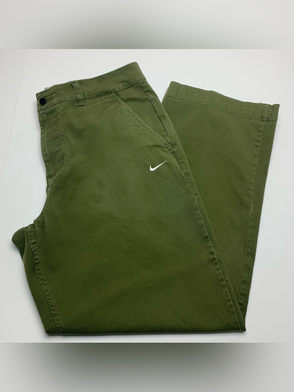 Nike Life Chino Pants Green Loose Fit Baggy Wide Leg DX6027-326 Mens Size 34